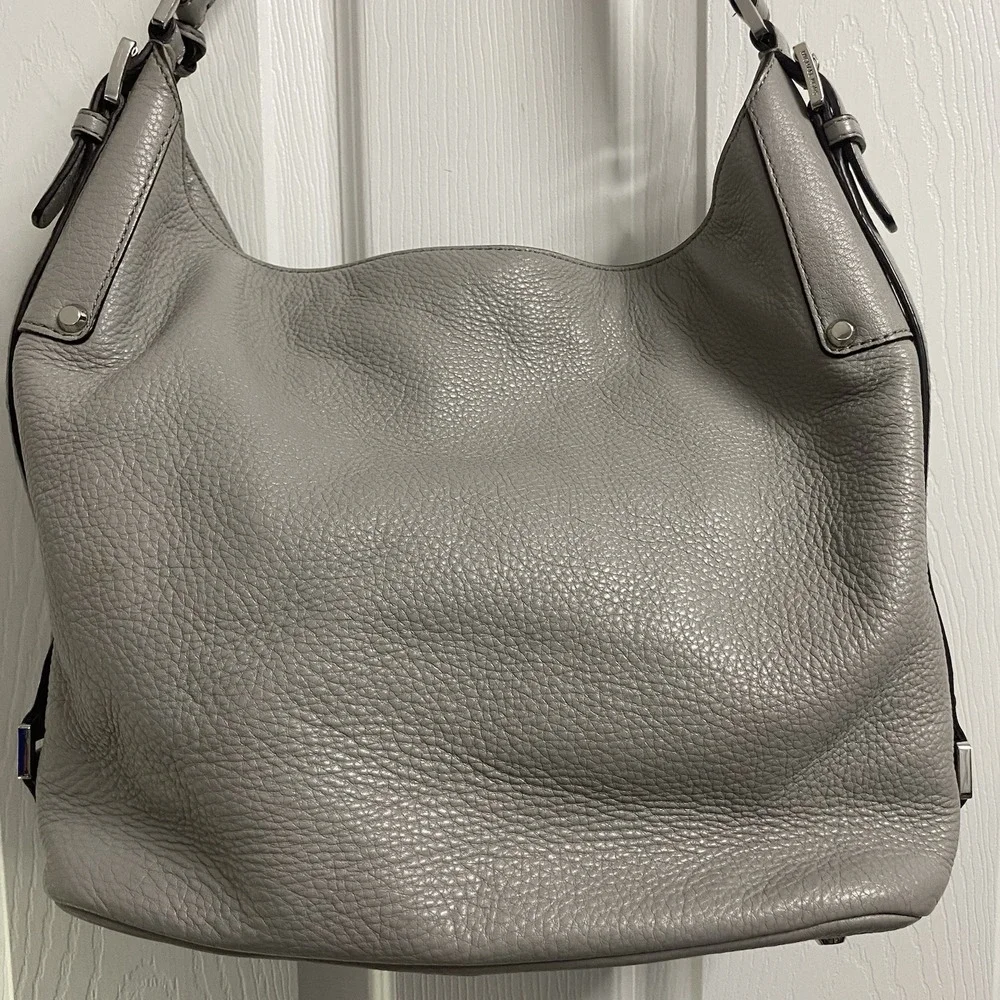Michael Kors‎ Women's Bedford Light Gray Genuine Leather Pebble Handbag Purse